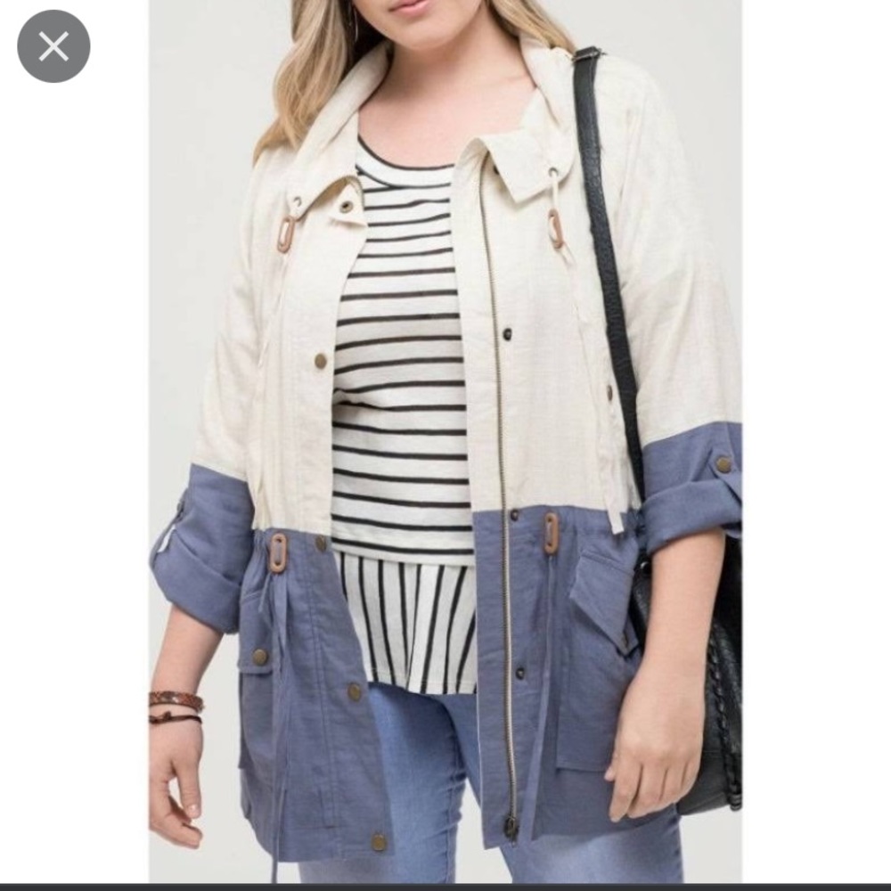 Blue Pepper Two-Tone Linen Jacket
